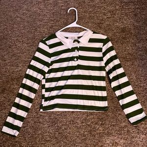 White/Dark Green Stripped long-sleeved top